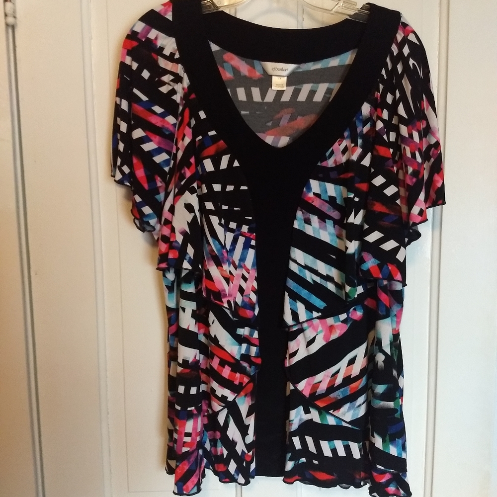 CJ Banks 1x flutter sleeve top